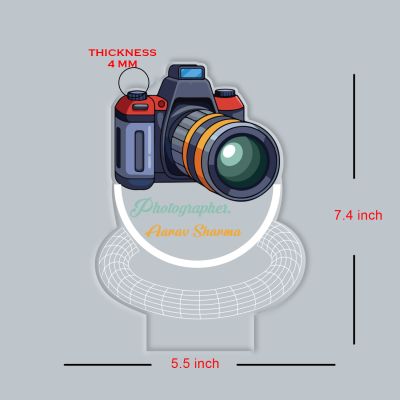Personalized Photographer Camera 3D Illusion LED Lamp Gift for Photographer & Camera Man Photo Studio Desk Decor Lamp Warm White Light